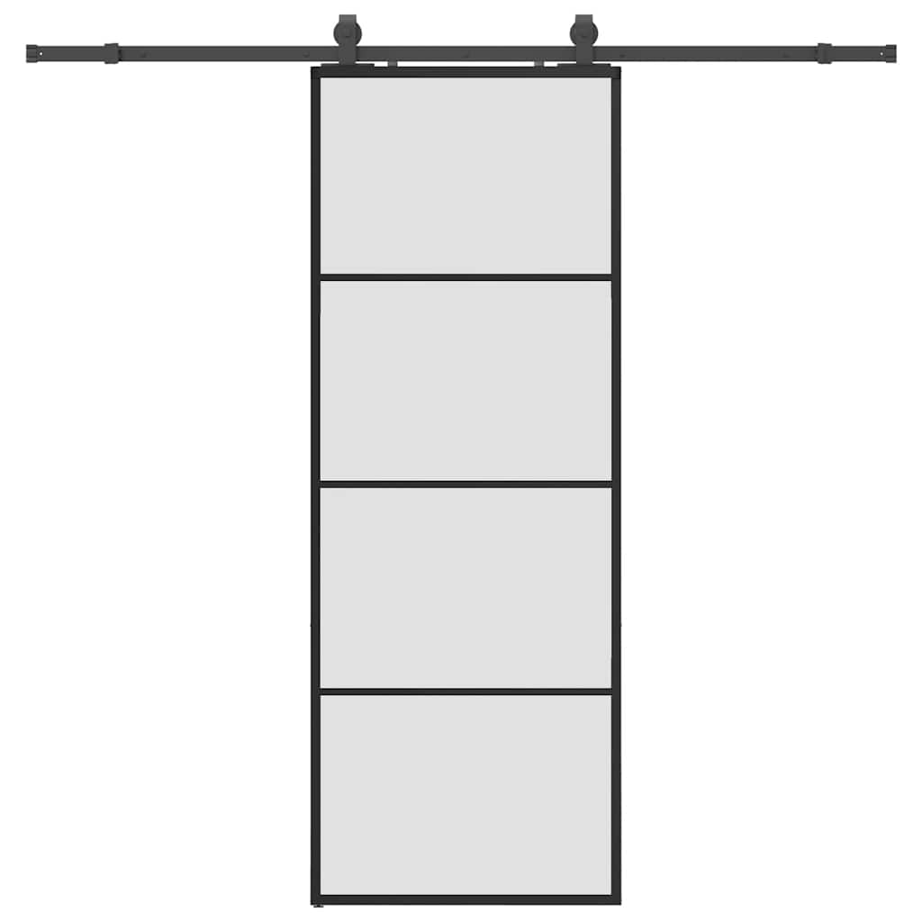 vidaXL Drzwi przesuwne z zestawem okuć czarne 76x205 cm ESG szkło