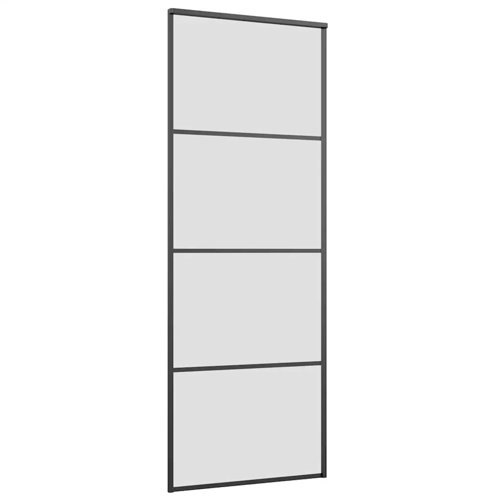 vidaXL Drzwi przesuwne z zestawem okuć czarne 76x205 cm ESG szkło