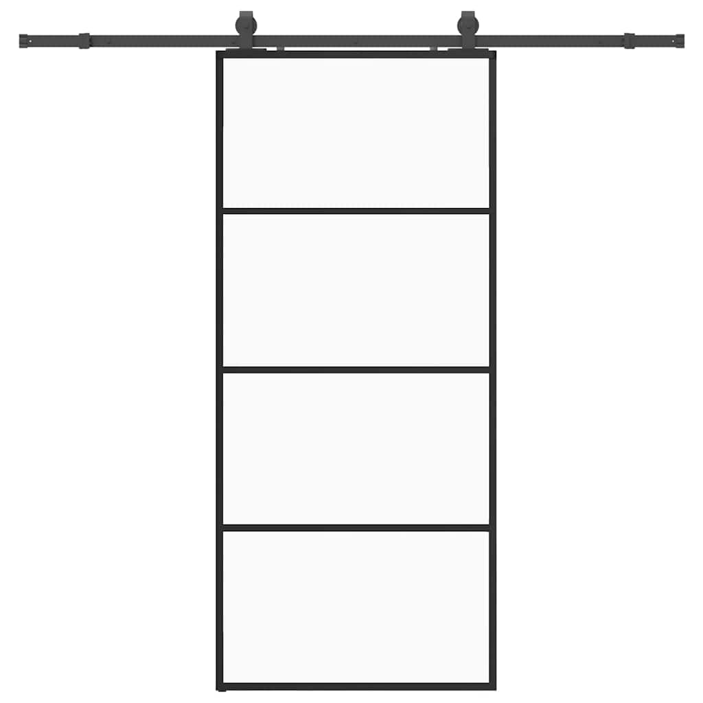 vidaXL Drzwi przesuwne z zestawem okuć czarne 90x205 cm ESG szkło