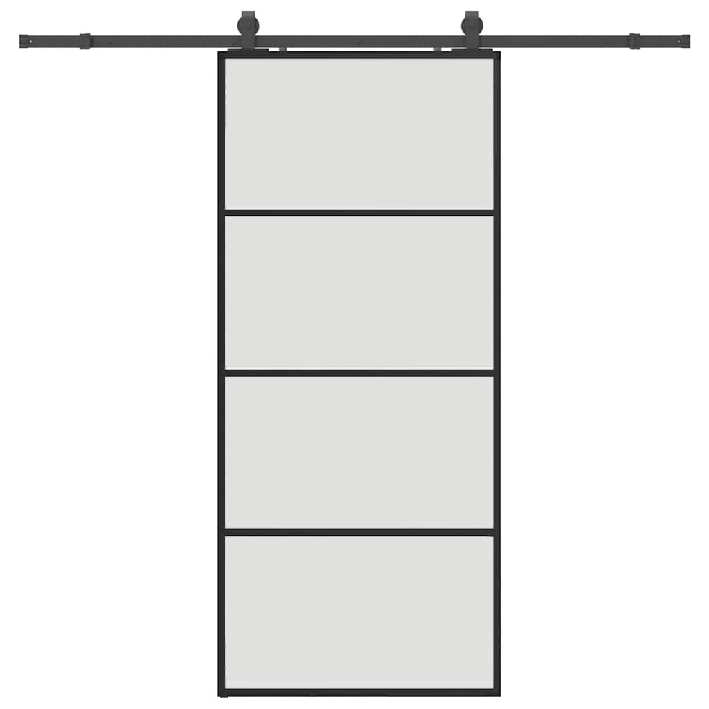 vidaXL Drzwi przesuwne z zestawem okuć czarne 90x205 cm ESG szkło