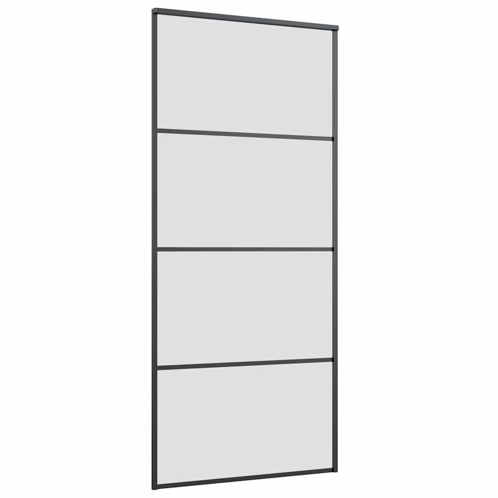 vidaXL Drzwi przesuwne z zestawem okuć czarne 90x205 cm ESG szkło