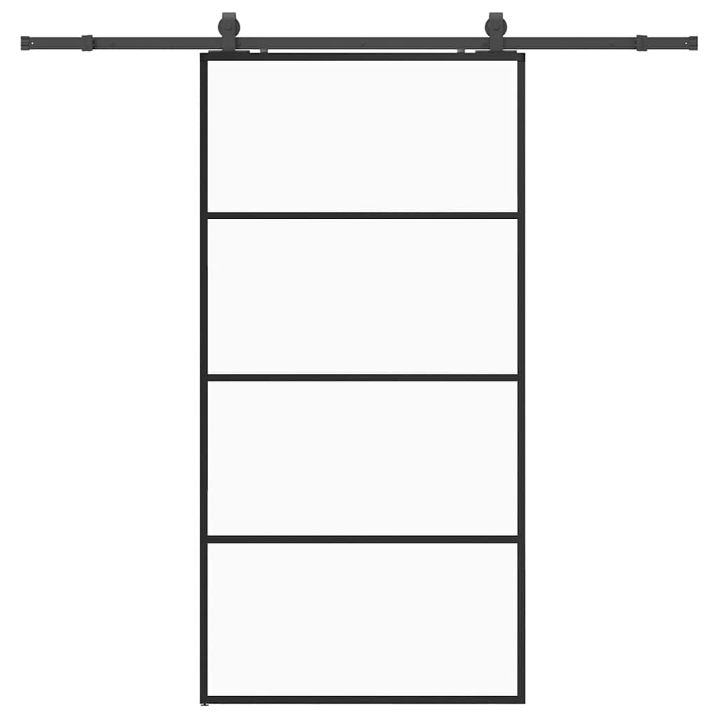 vidaXL Drzwi przesuwne z zestawem okuć czarne 102,5x205 cm ESG szkło