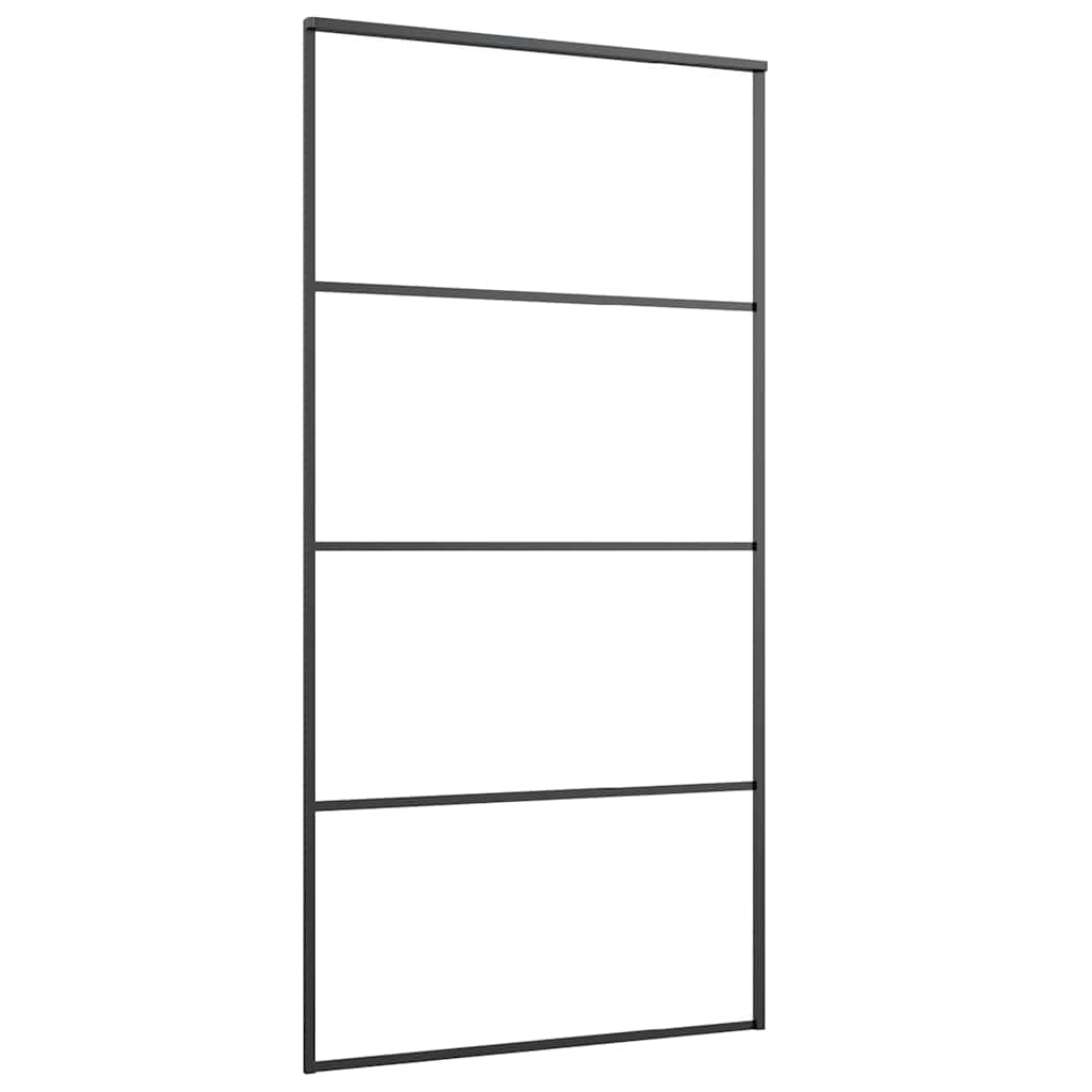 vidaXL Drzwi przesuwne z zestawem okuć czarne 102,5x205 cm ESG szkło