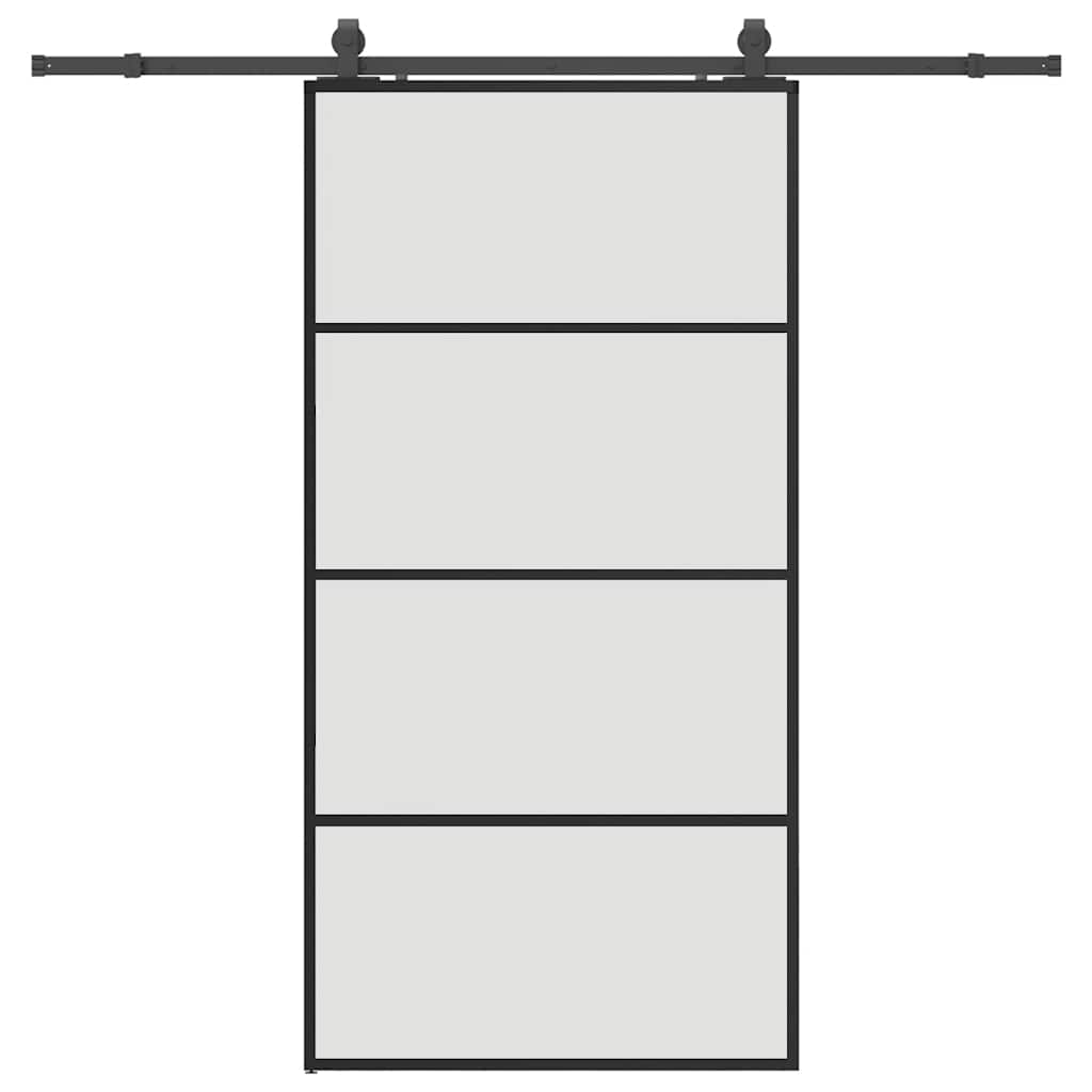 vidaXL Drzwi przesuwne z zestawem okuć czarne 102,5x205 cm ESG szkło