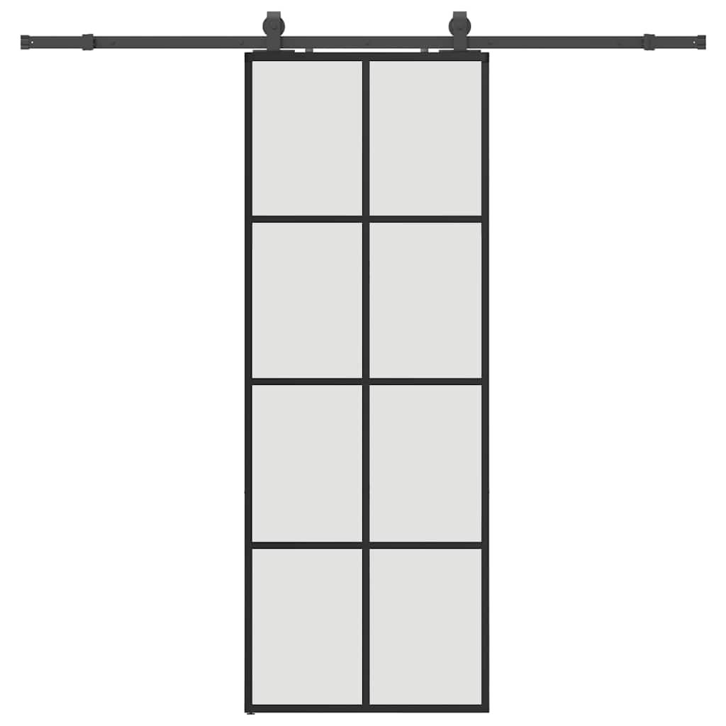 vidaXL Drzwi przesuwne z zestawem okuć czarne 76x205 cm ESG szkło