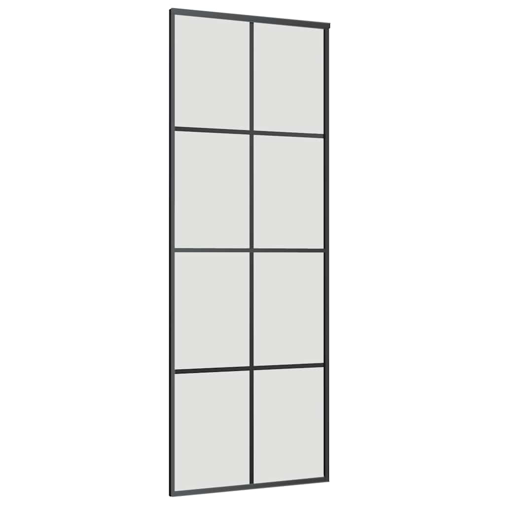 vidaXL Drzwi przesuwne z zestawem okuć czarne 76x205 cm ESG szkło