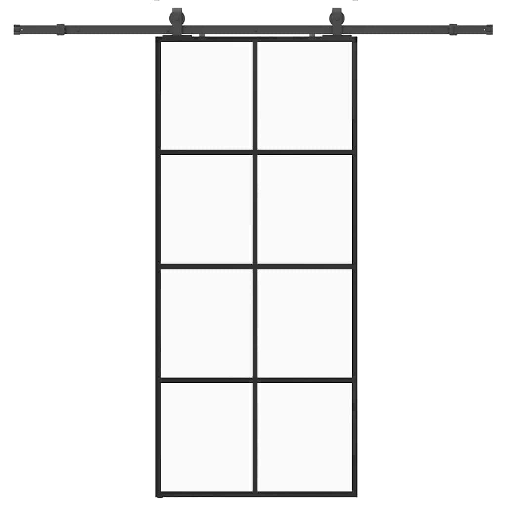 vidaXL Drzwi przesuwne z zestawem okuć czarne 90x205 cm ESG szkło