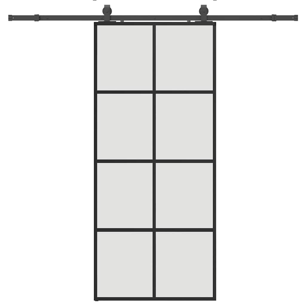 vidaXL Drzwi przesuwne z zestawem okuć czarne 90x205 cm ESG szkło