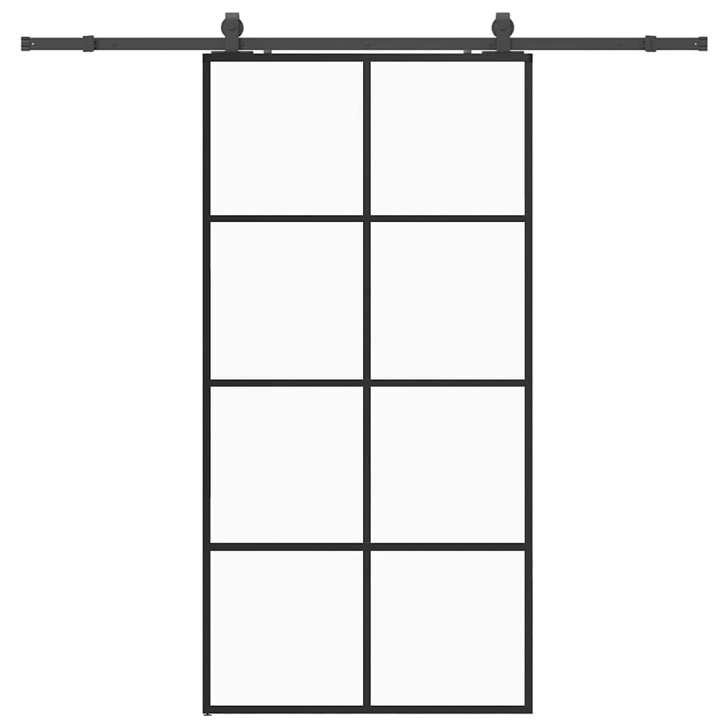 vidaXL Drzwi przesuwne z zestawem okuć czarne 102,5x205 cm ESG szkło