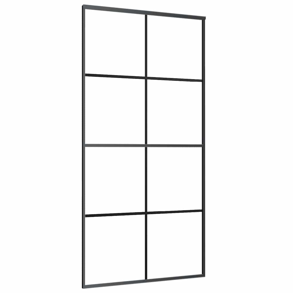 vidaXL Drzwi przesuwne z zestawem okuć czarne 102,5x205 cm ESG szkło