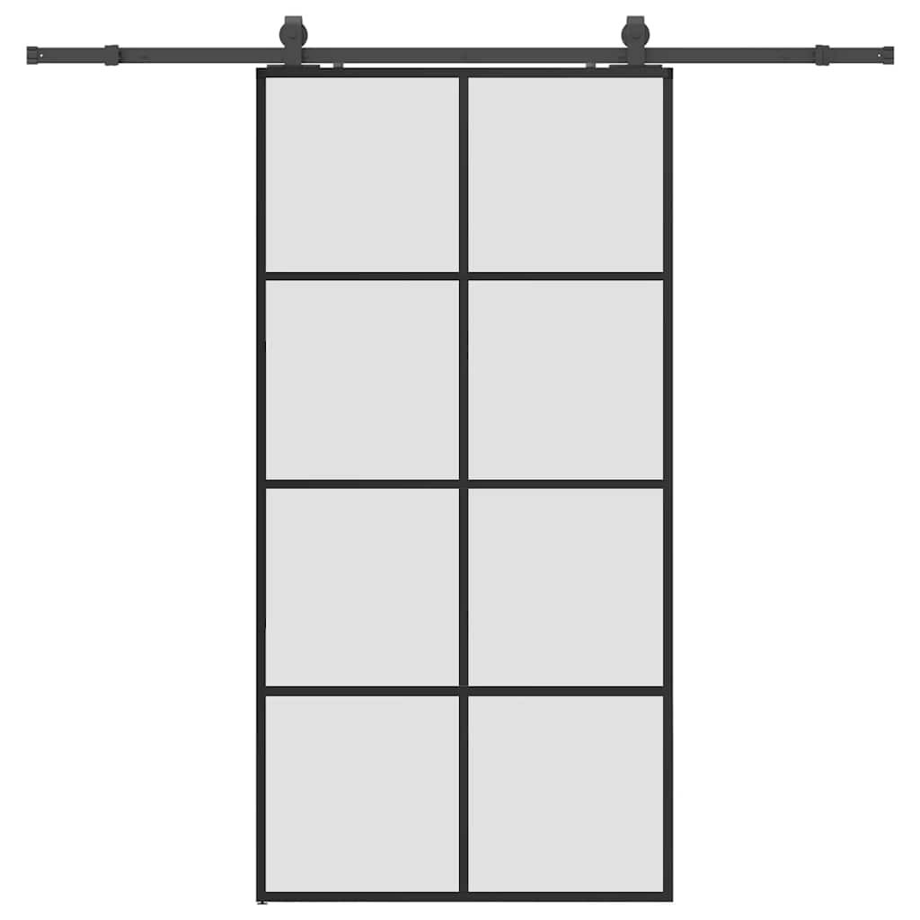 vidaXL Drzwi przesuwne z zestawem okuć czarne 102,5x205 cm ESG szkło