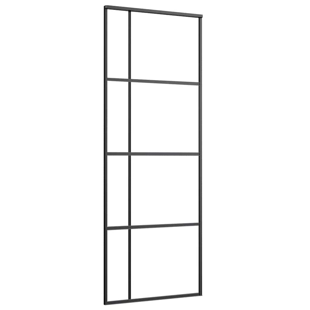 vidaXL Drzwi przesuwne z zestawem okuć czarne 76x205 cm ESG szkło