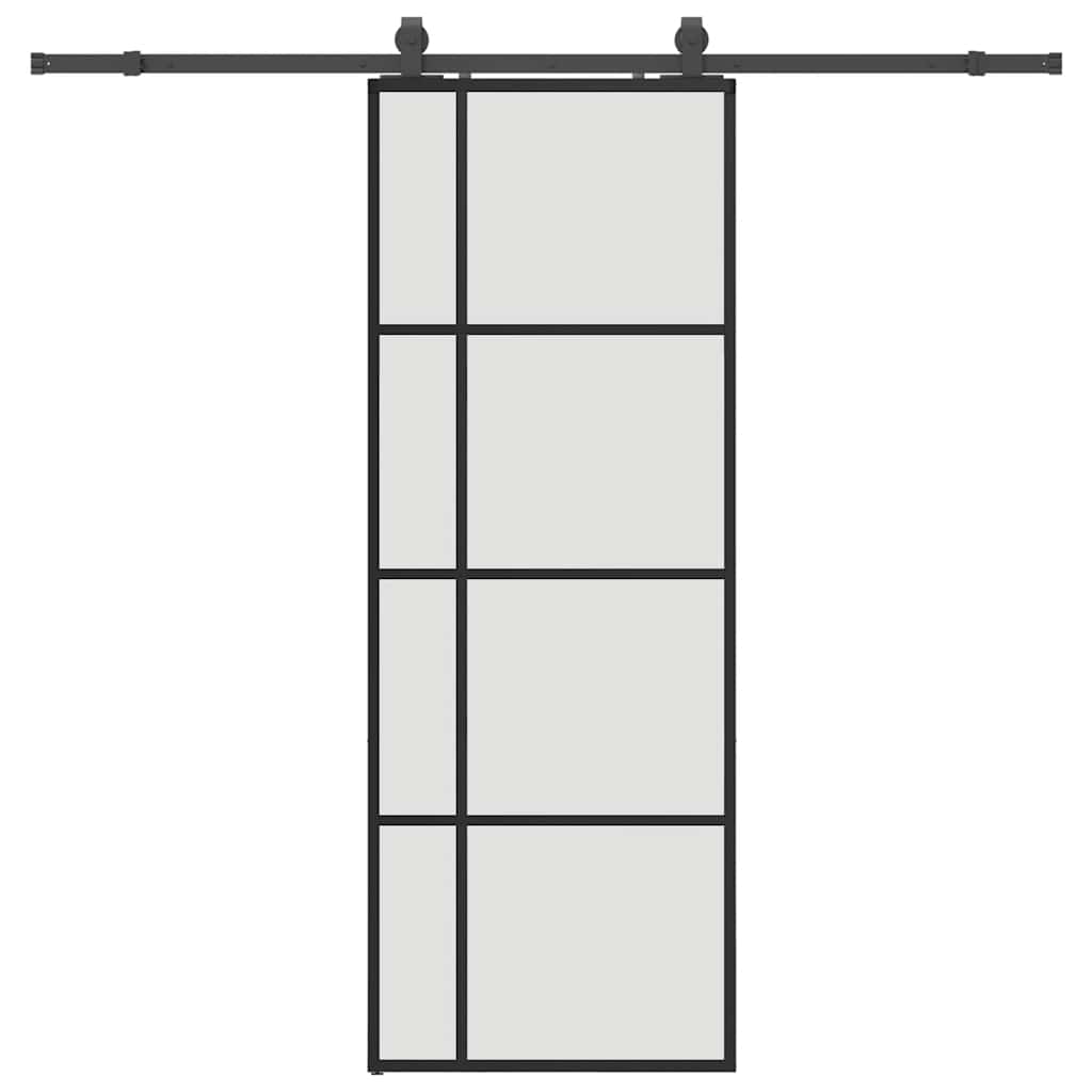vidaXL Drzwi przesuwne z zestawem okuć czarne 76x205 cm ESG szkło