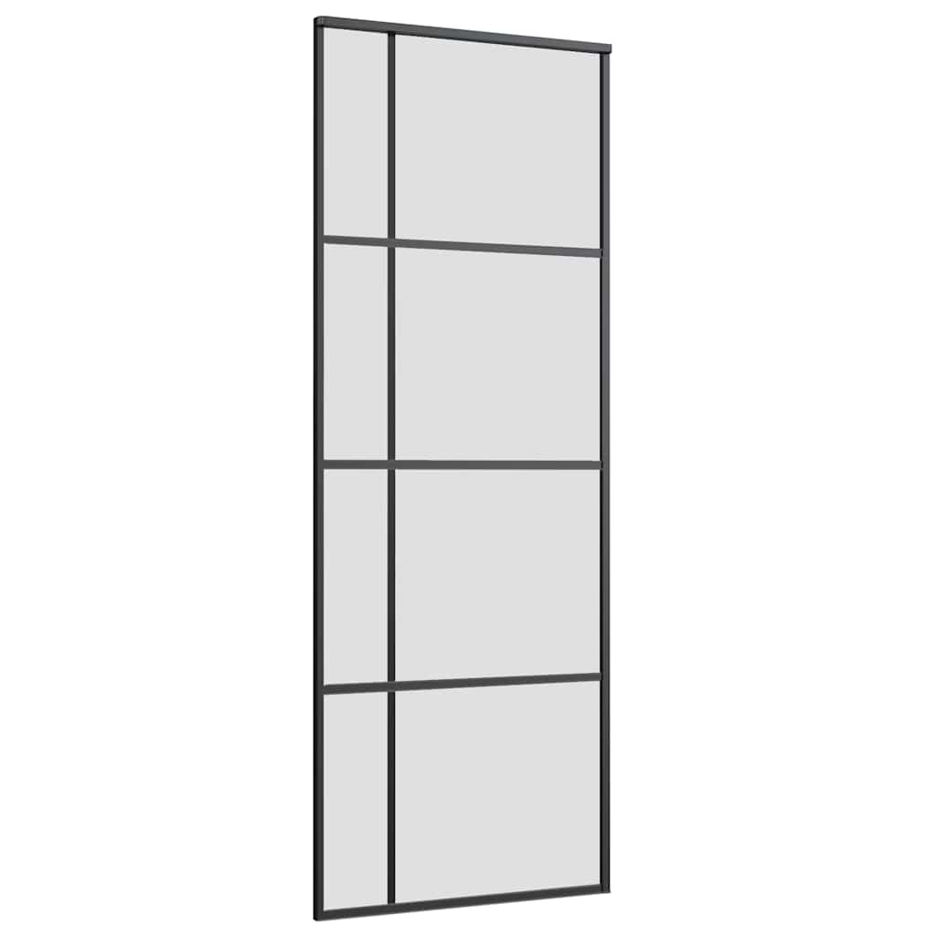 vidaXL Drzwi przesuwne z zestawem okuć czarne 76x205 cm ESG szkło