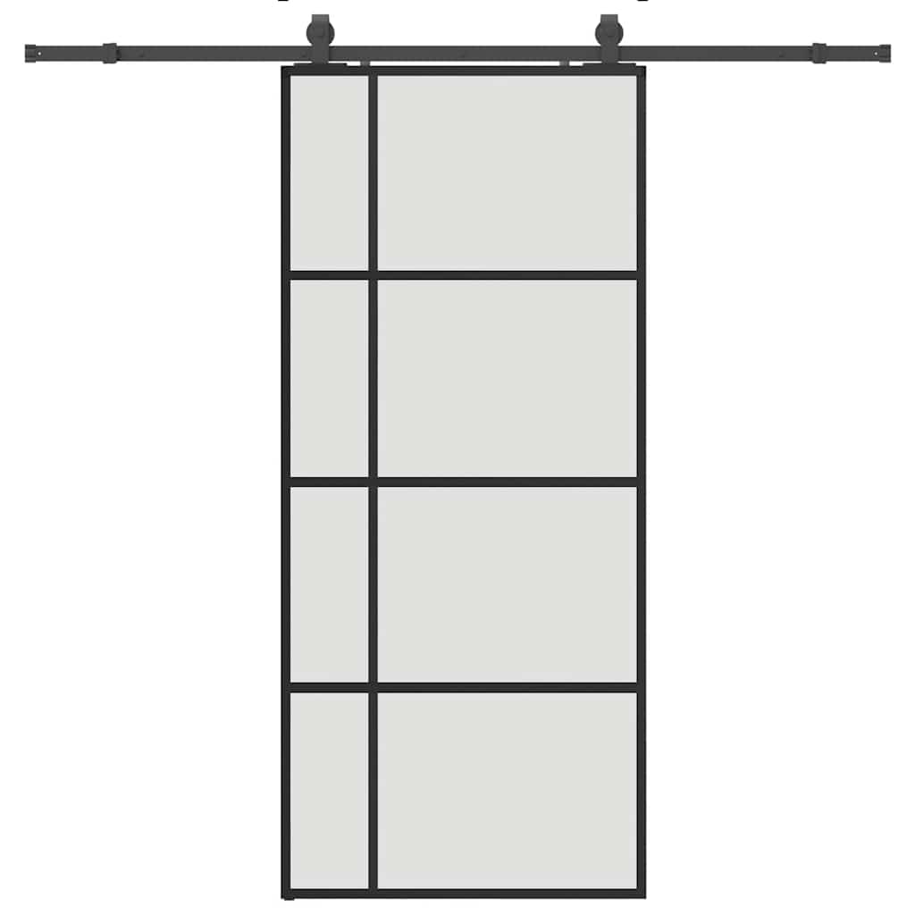 vidaXL Drzwi przesuwne z zestawem okuć czarne 90x205 cm ESG szkło