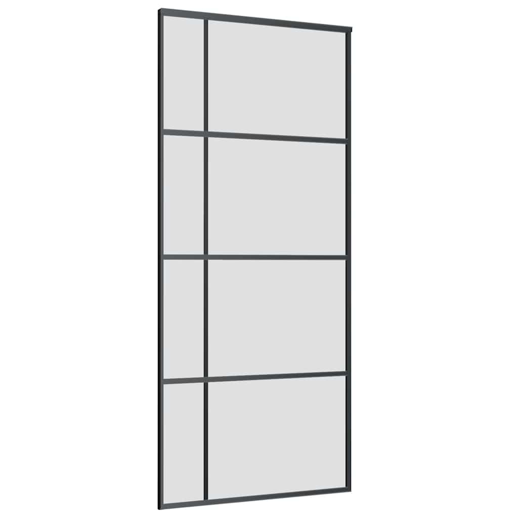 vidaXL Drzwi przesuwne z zestawem okuć czarne 90x205 cm ESG szkło