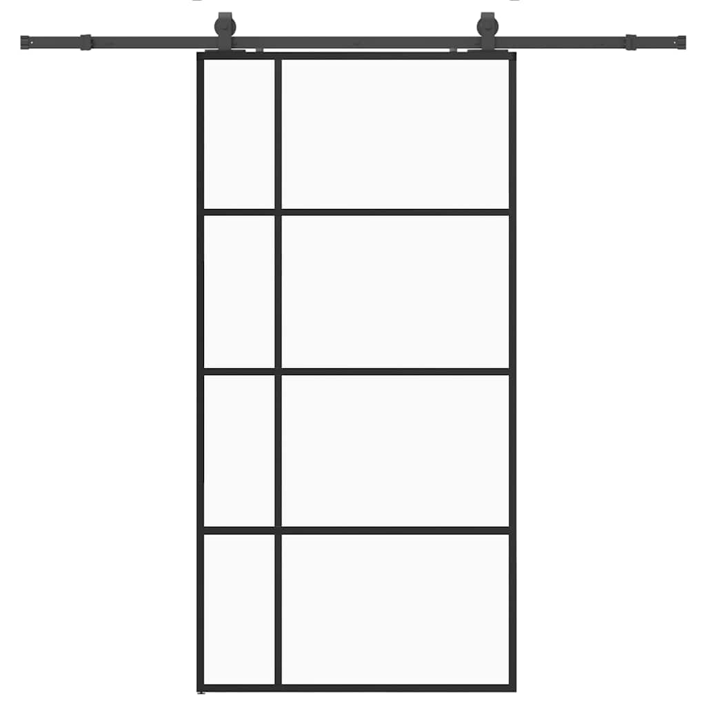 vidaXL Drzwi przesuwne z zestawem okuć czarne 102,5x205 cm ESG szkło