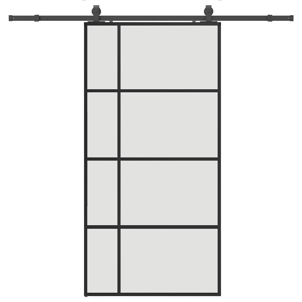vidaXL Drzwi przesuwne z zestawem okuć czarne 102,5x205 cm ESG szkło