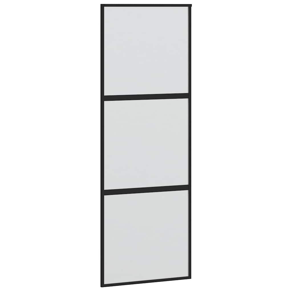 vidaXL Drzwi przesuwne z zestawem okuć czarne 76x205cm szkło hartowane