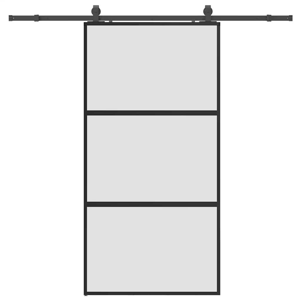 vidaXL Drzwi przesuwne z zestawem okuć czarne 102,5x205 cm