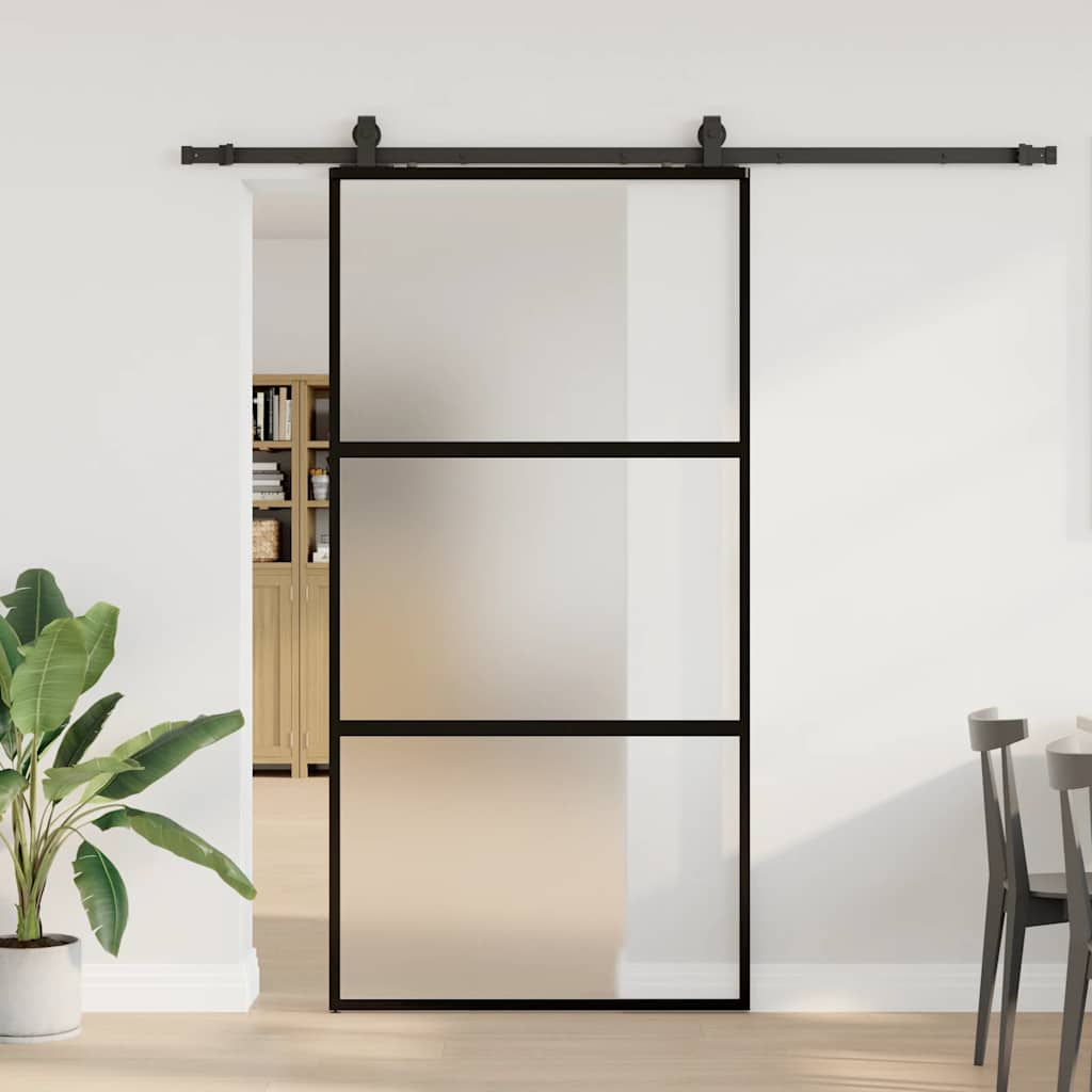 vidaXL Drzwi przesuwne z zestawem okuć czarne 102,5x205 cm