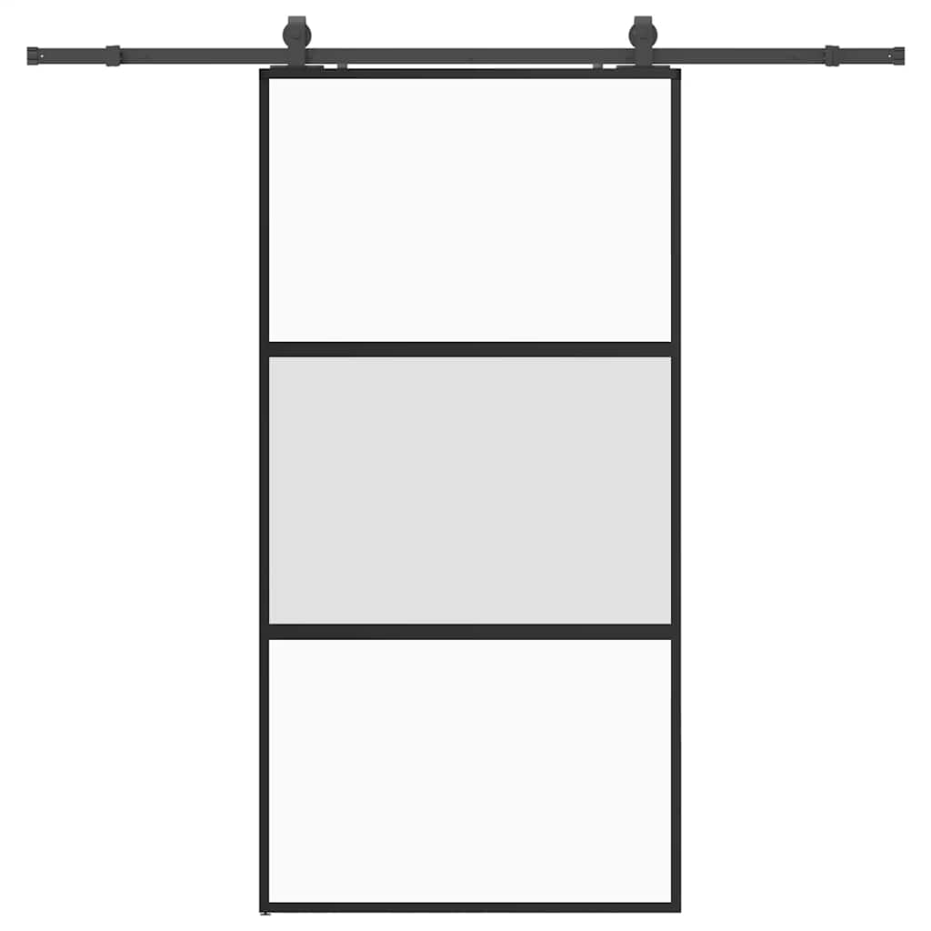 vidaXL Drzwi przesuwne z zestawem okuć czarne 102,5x205 cm