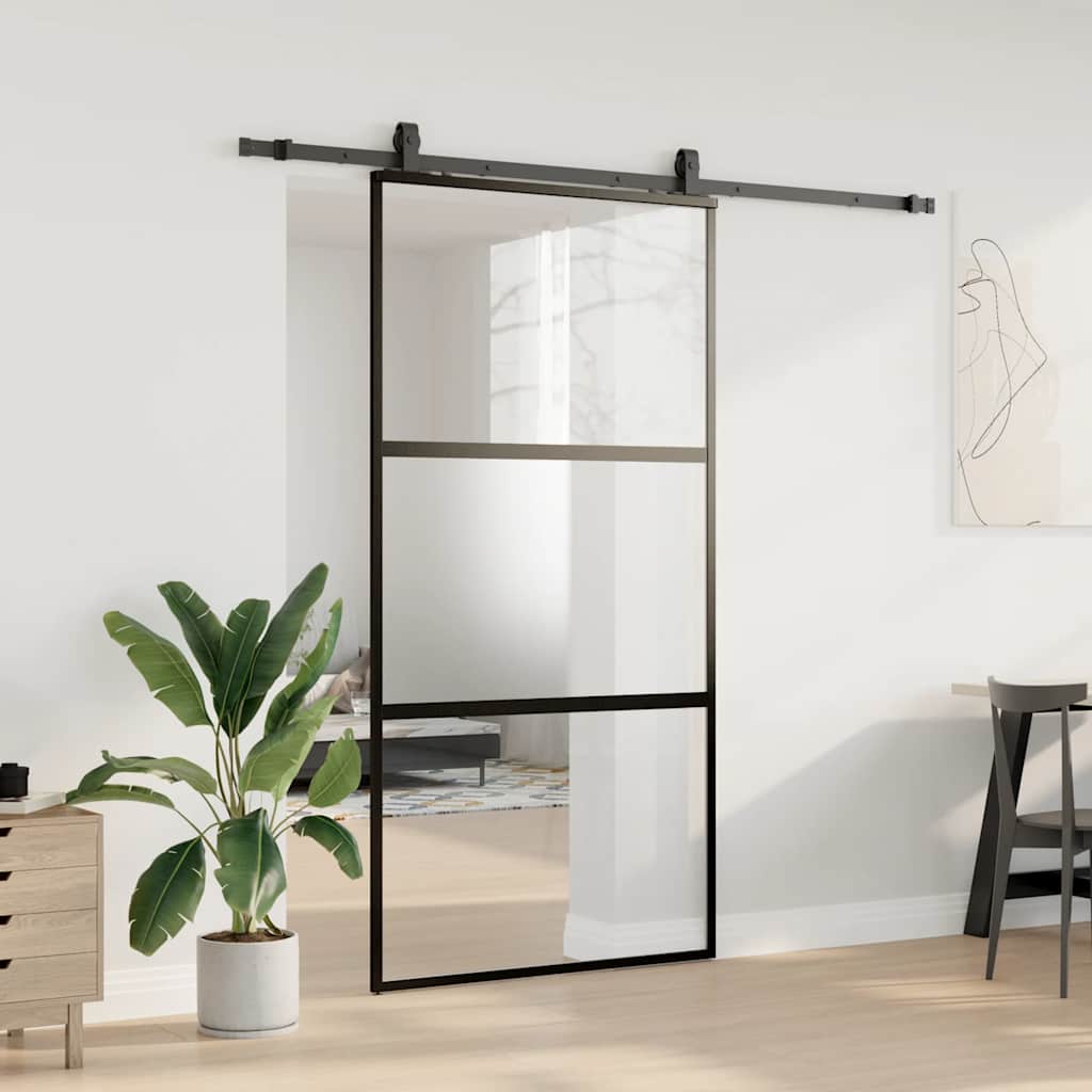 vidaXL Drzwi przesuwne z zestawem okuć czarne 102,5x205 cm