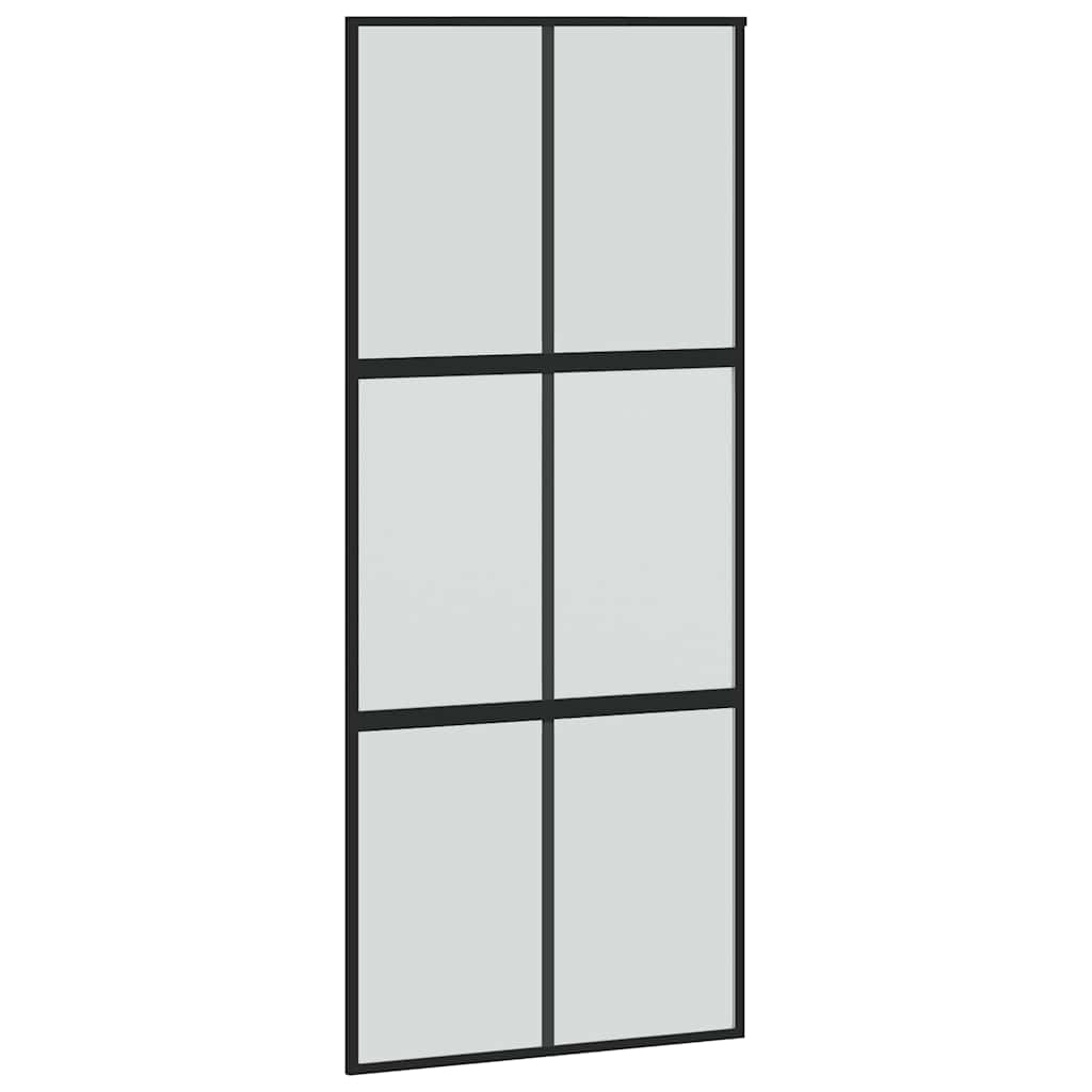 vidaXL Drzwi przesuwne z zestawem okuć czarne 90x205cm szkło hartowane