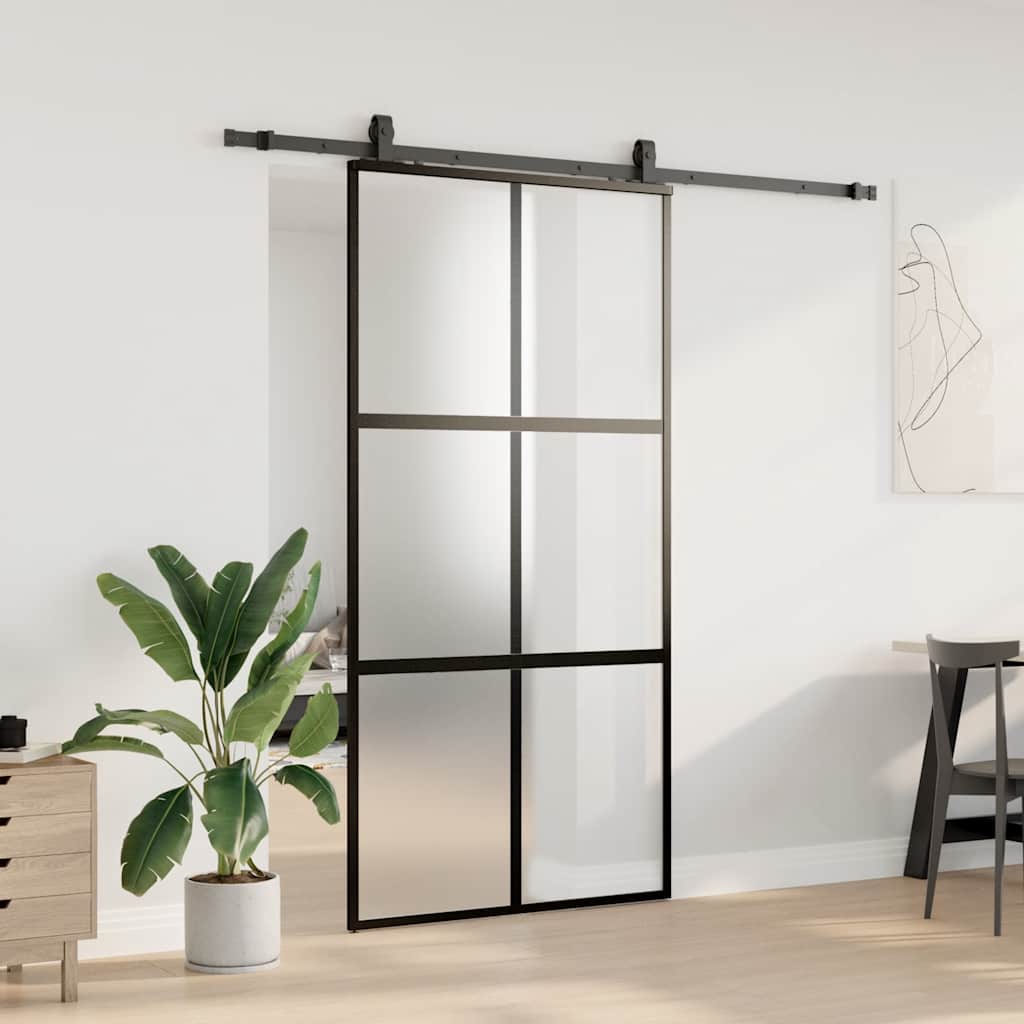 vidaXL Drzwi przesuwne z zestawem okuć czarne 102,5x205 cm