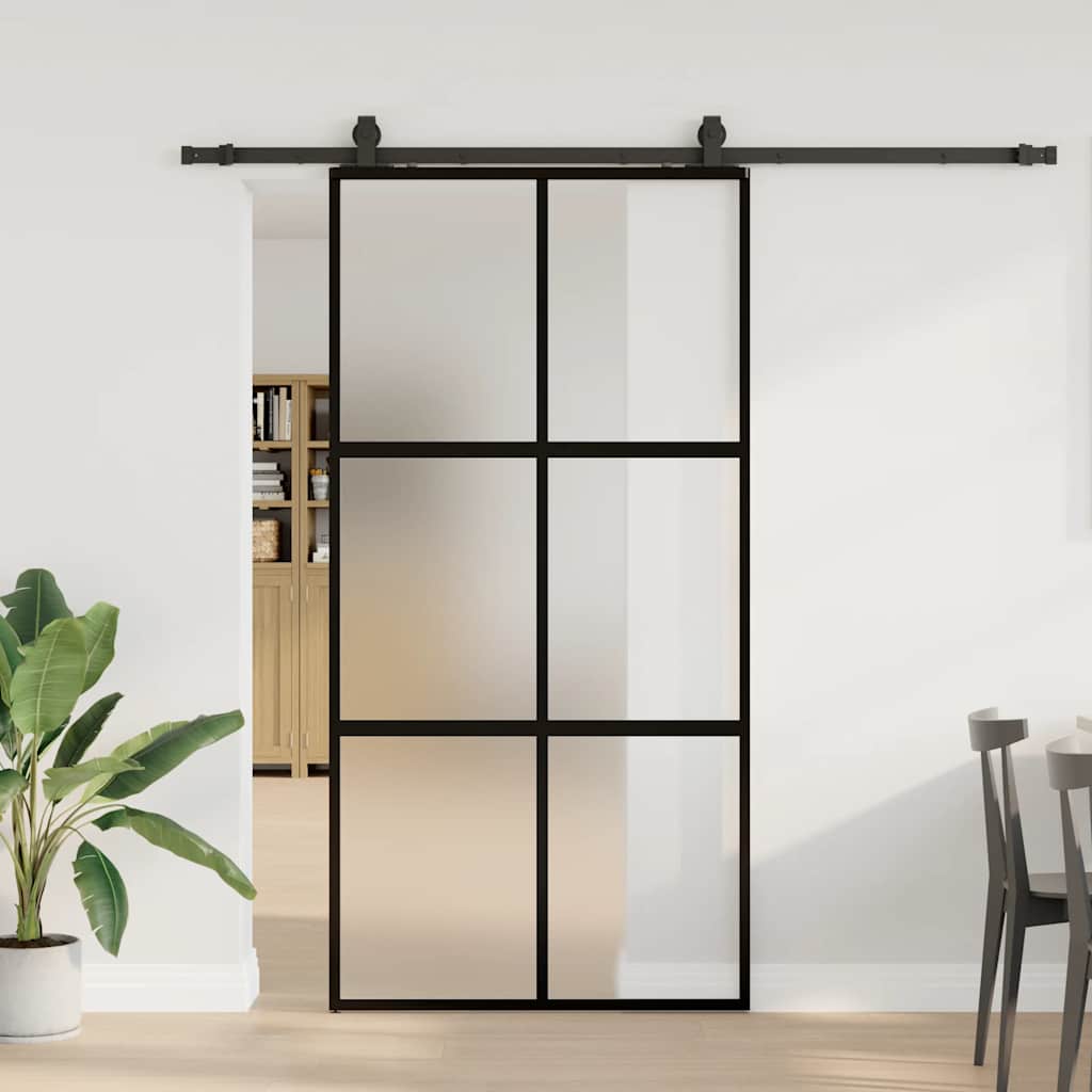 vidaXL Drzwi przesuwne z zestawem okuć czarne 102,5x205 cm