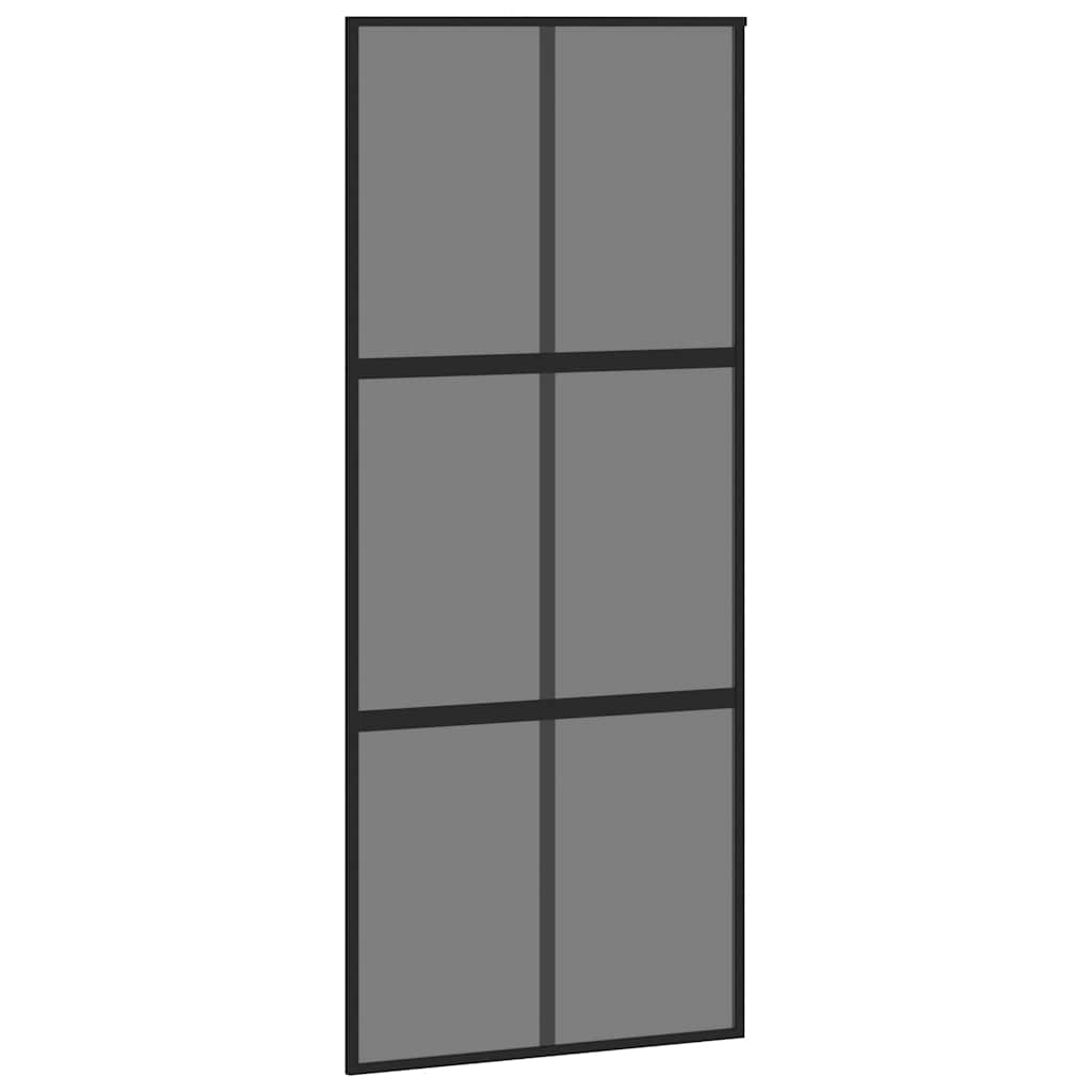 vidaXL Drzwi przesuwne z zestawem okuć czarne 90x205cm szkło hartowane