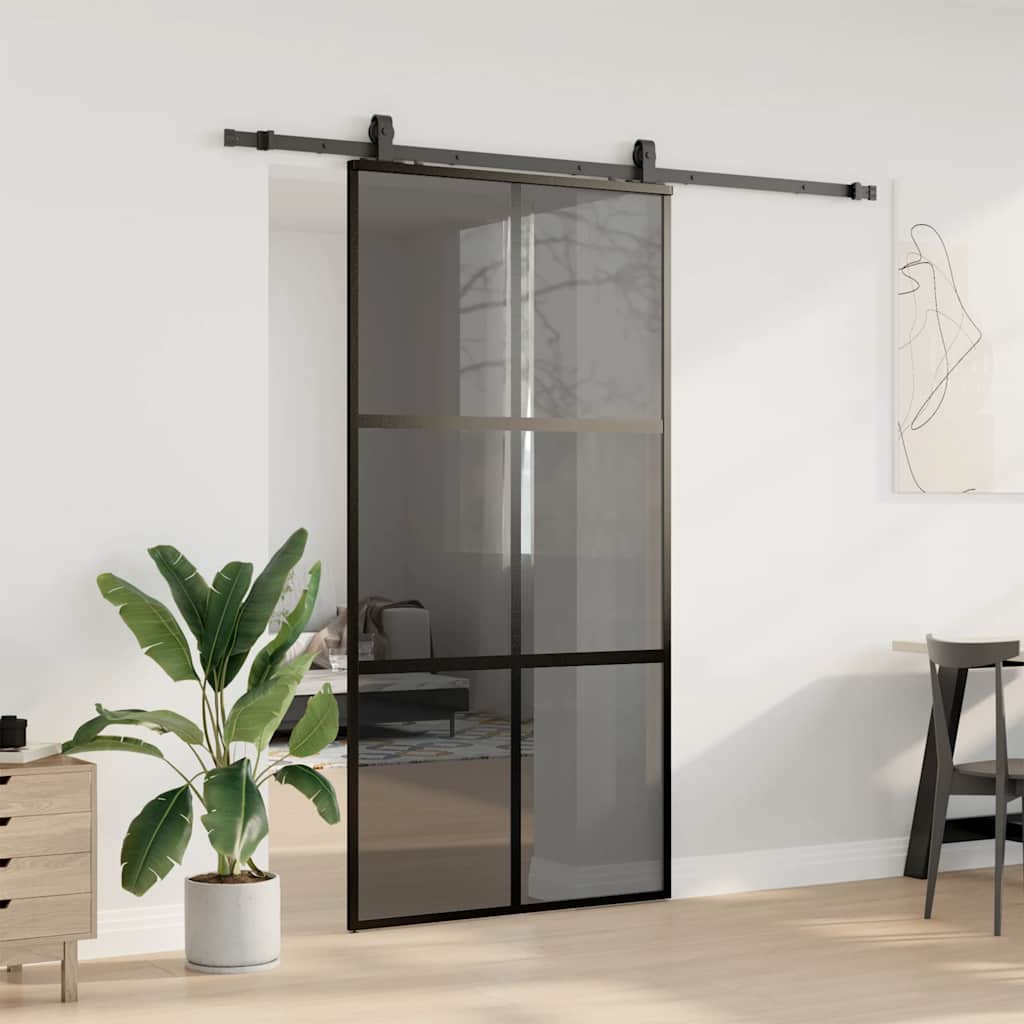vidaXL Drzwi przesuwne z zestawem okuć czarne 102,5x205 cm