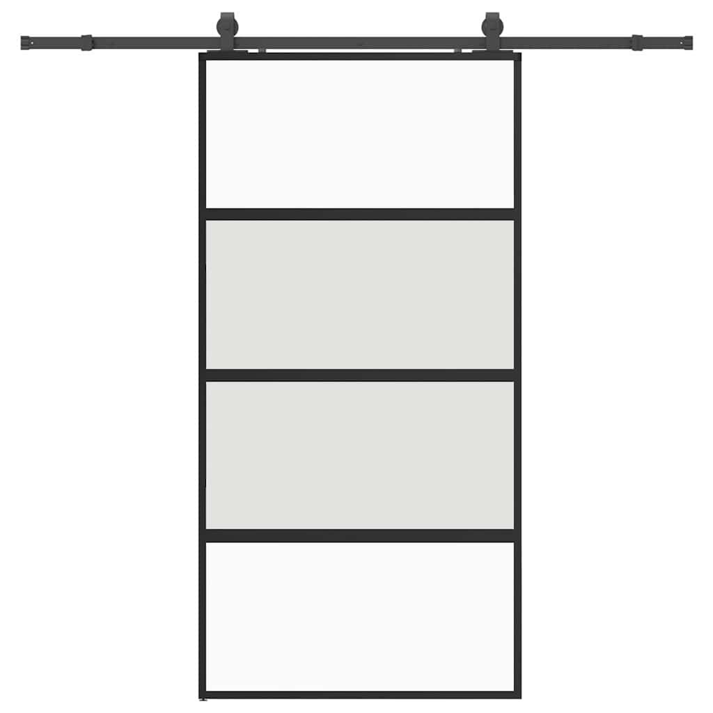 vidaXL Drzwi przesuwne z zestawem okuć czarne 102,5x205 cm
