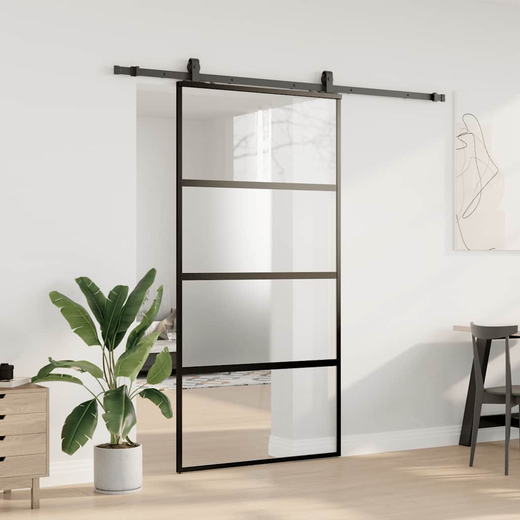 vidaXL Drzwi przesuwne z zestawem okuć czarne 102,5x205 cm