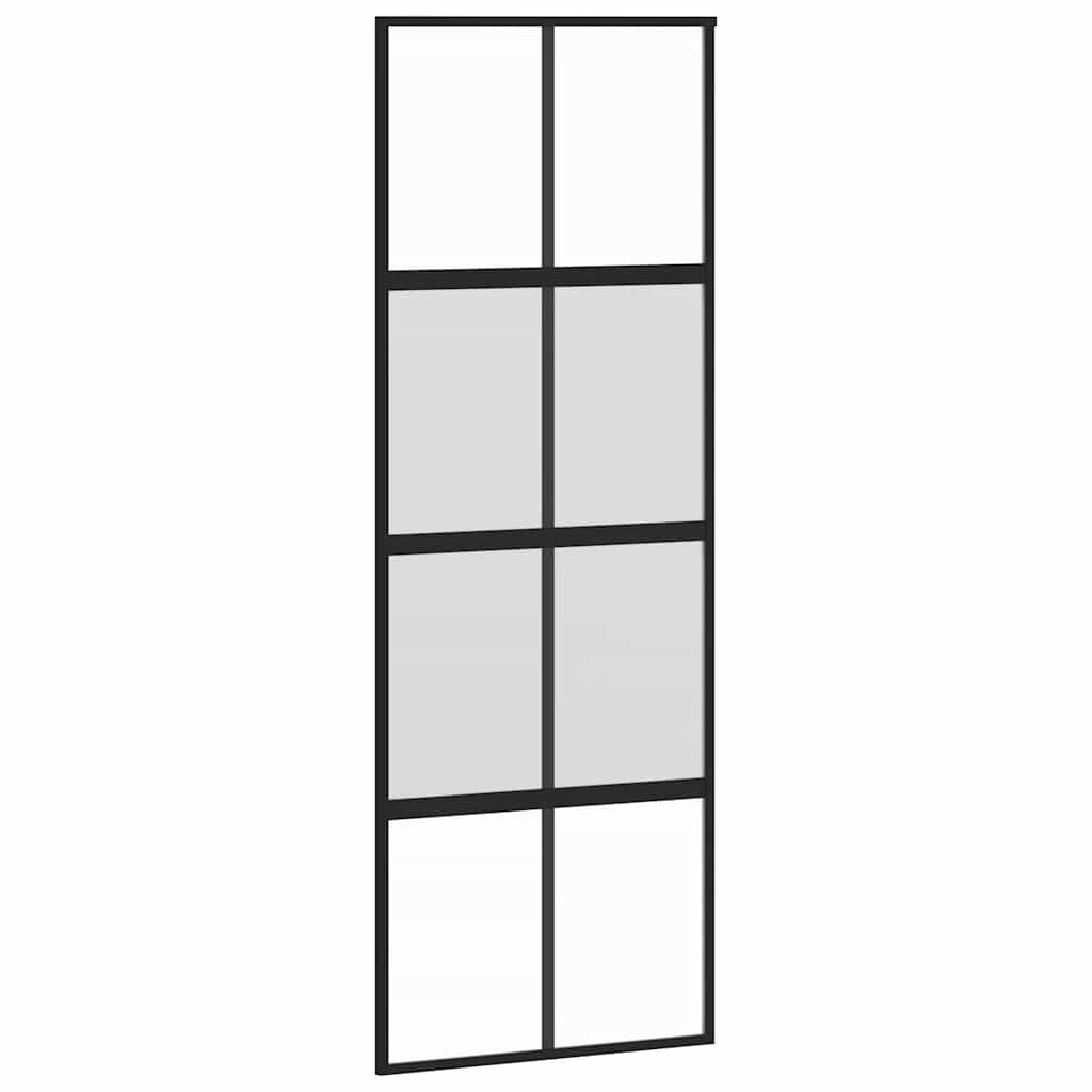 vidaXL Drzwi przesuwne z zestawem okuć czarne 76x205cm szkło hartowane