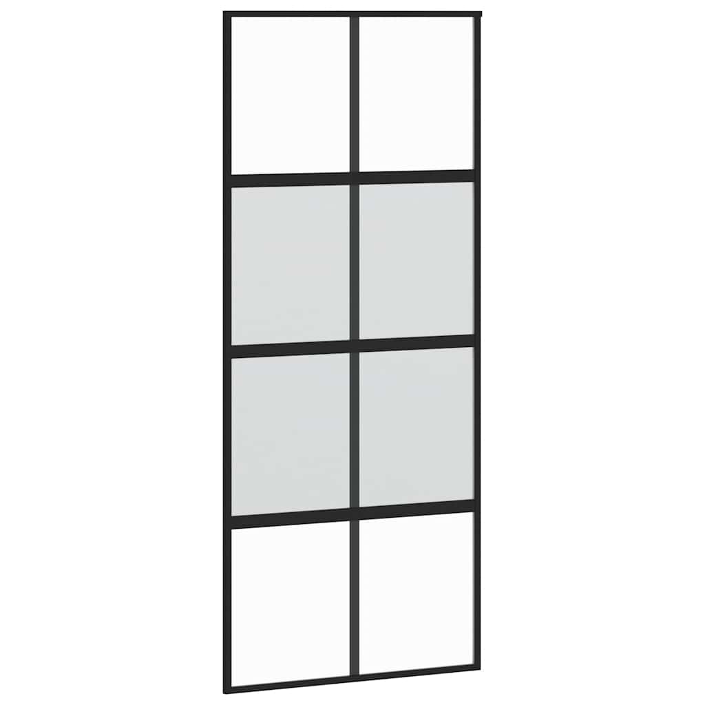 vidaXL Drzwi przesuwne z zestawem okuć czarne 90x205cm szkło hartowane