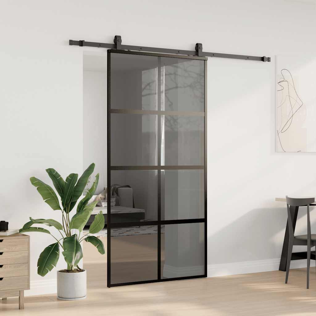 vidaXL Drzwi przesuwne z zestawem okuć czarne 102,5x205 cm