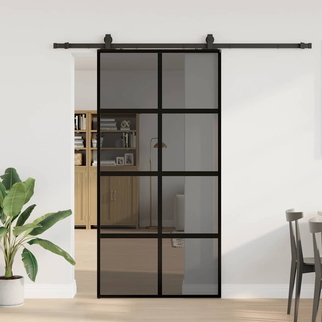 vidaXL Drzwi przesuwne z zestawem okuć czarne 102,5x205 cm
