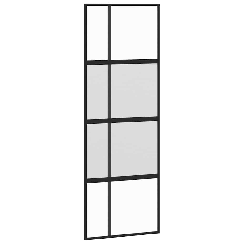 vidaXL Drzwi przesuwne z zestawem okuć czarne 76x205cm szkło hartowane