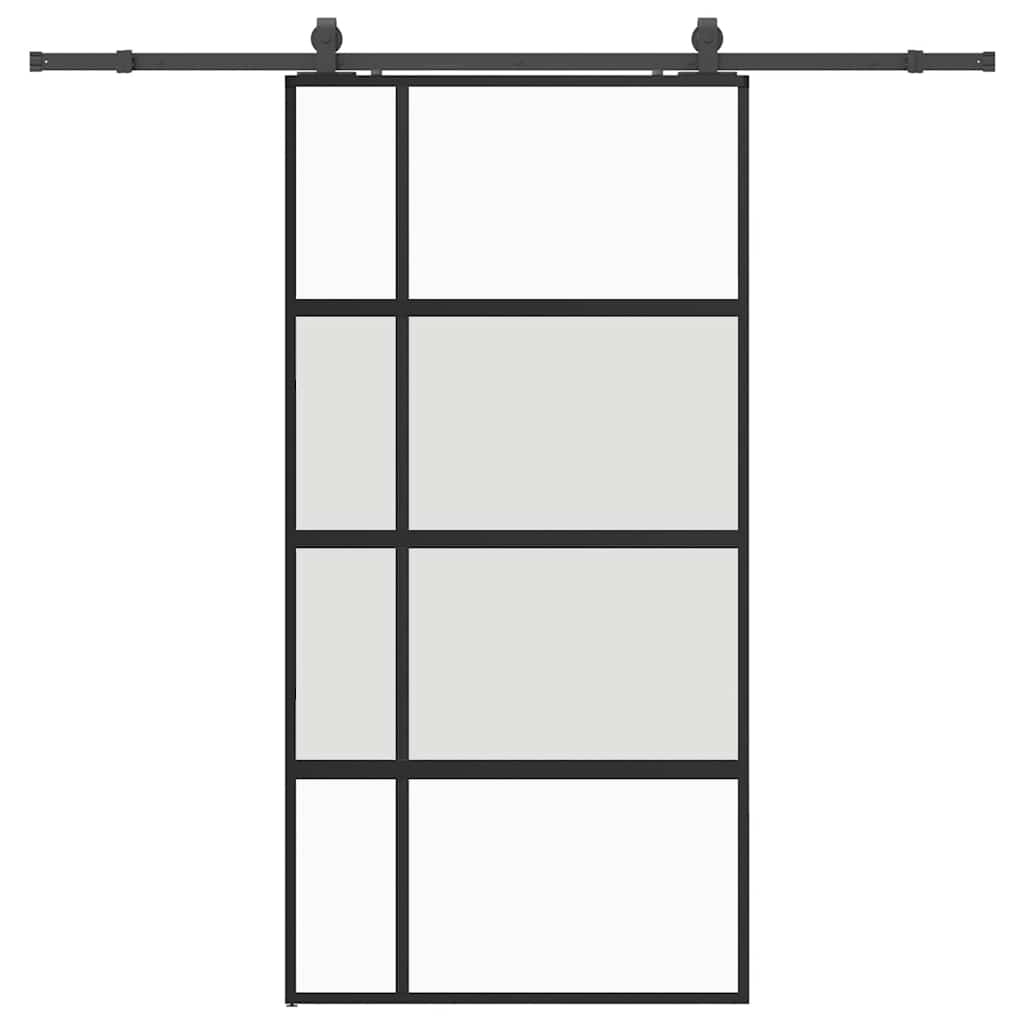 vidaXL Drzwi przesuwne z zestawem okuć czarne 102,5x205 cm