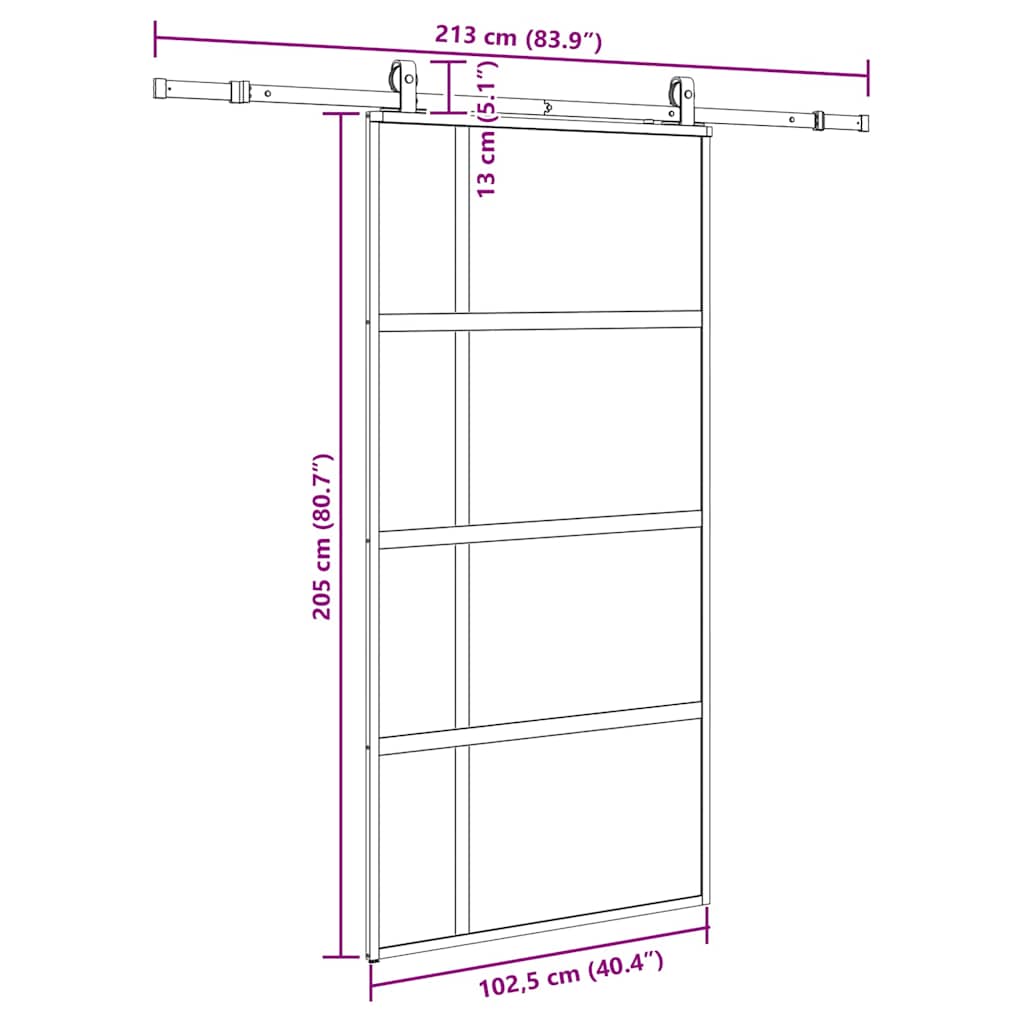 vidaXL Drzwi przesuwne z zestawem okuć czarne 102,5x205 cm