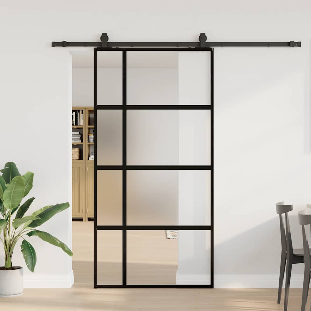 vidaXL Drzwi przesuwne z zestawem okuć czarne 102,5x205 cm