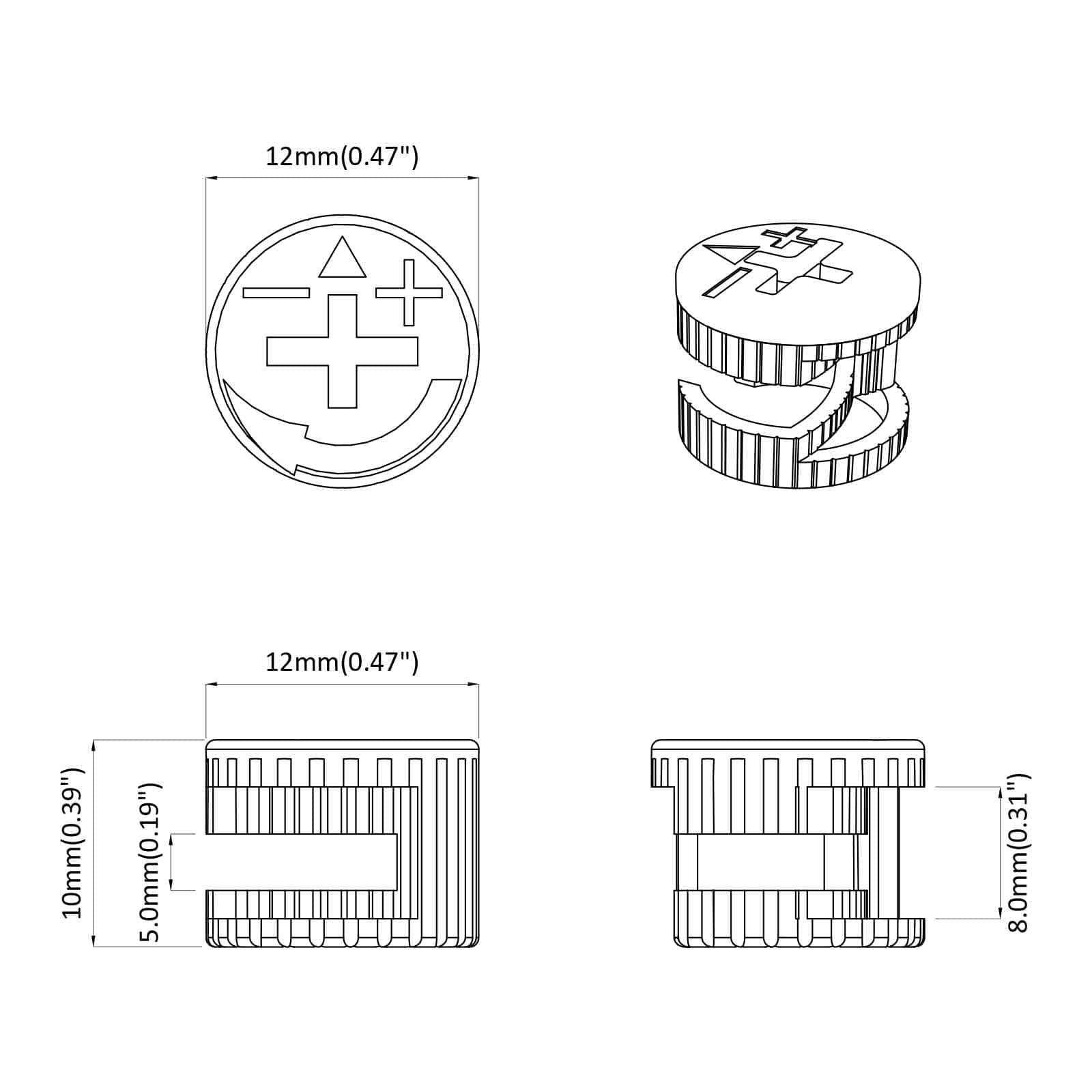vidaXL Nakładki z zamkiem motylkowym 12 pcs Srebrny 12 x 10 mm Metal