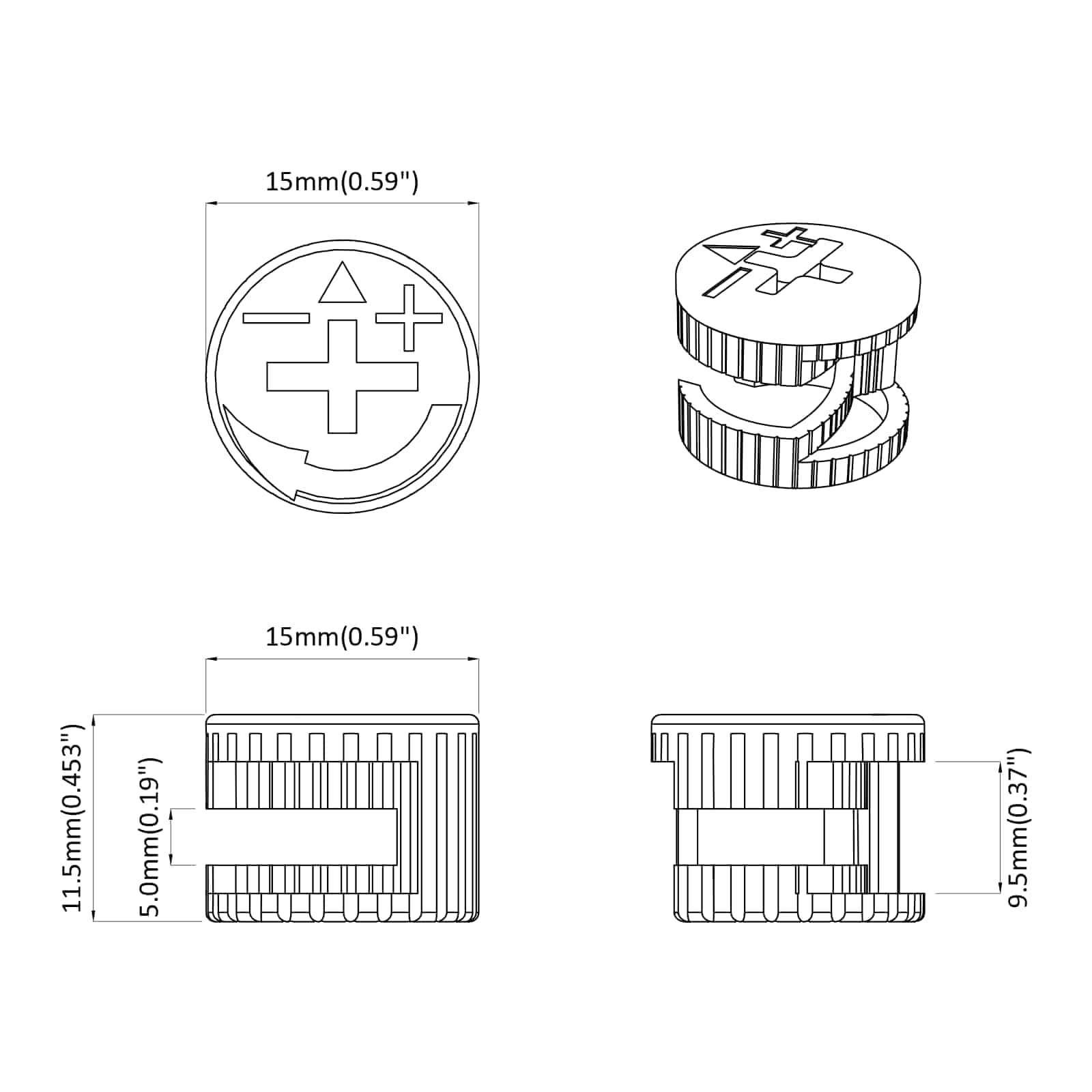 vidaXL Nakładki z zamkiem motylkowym 2 pcs Srebrny 15 x 11,5 mm Metal