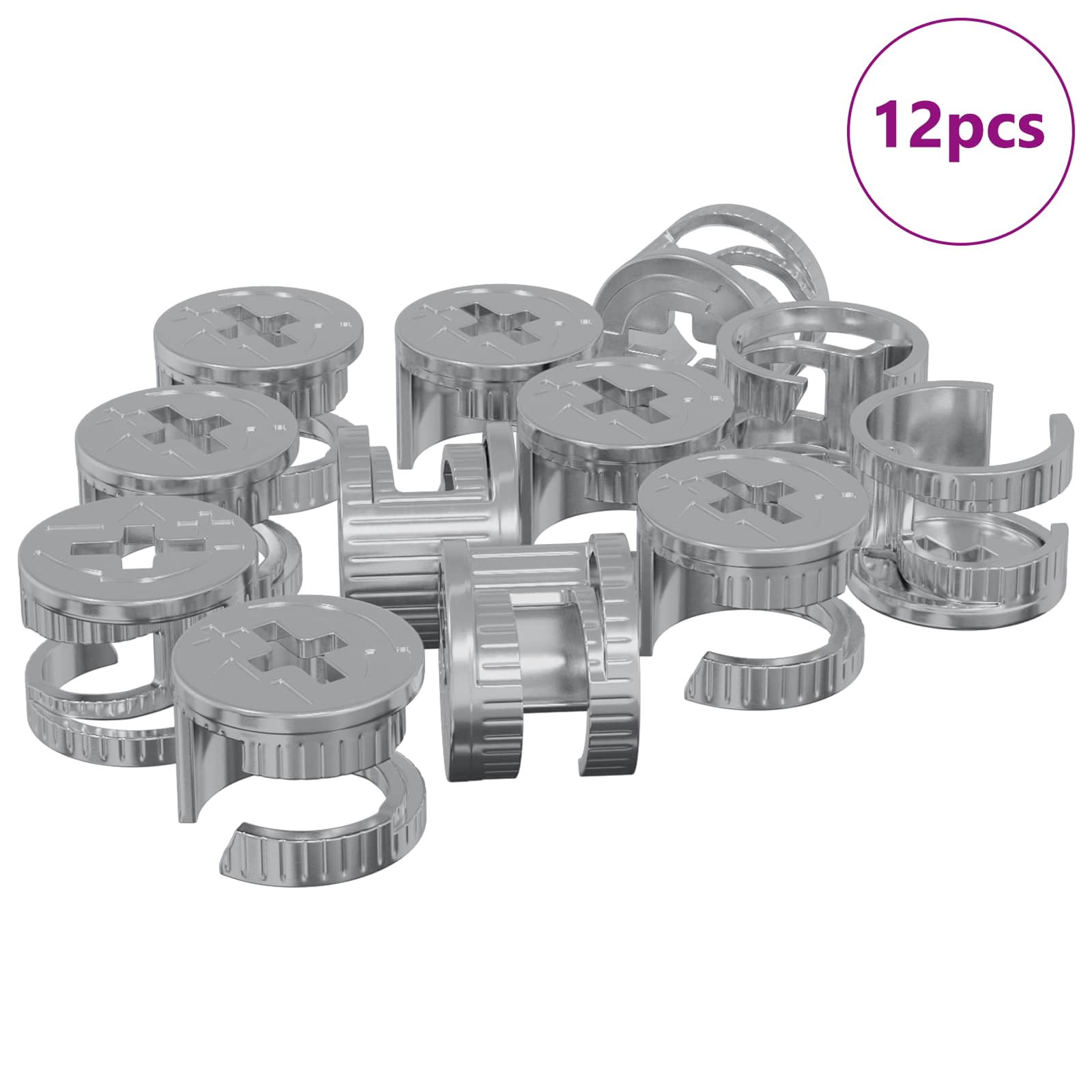 vidaXL Nakładki z zamkiem motylkowym 12 pcs Srebrny 15 x 11,5 mm Metal