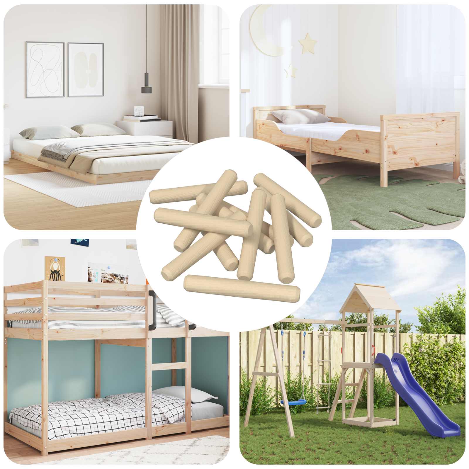 vidaXL Drewniane kołki 12 pcs Brązowy Ø 8 x 50 mm Lite drewno