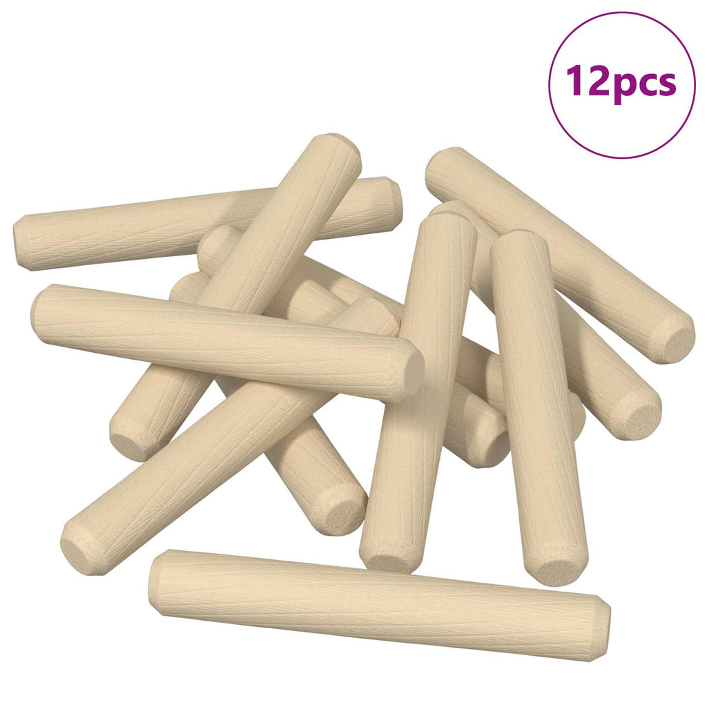 vidaXL Drewniane kołki 12 pcs Brązowy Ø 8 x 50 mm Lite drewno