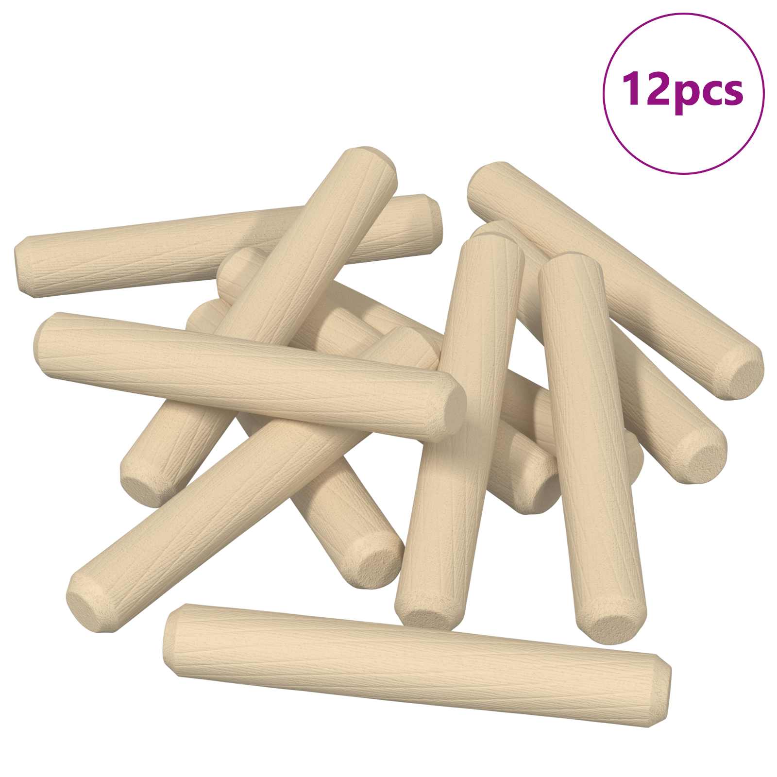 vidaXL Drewniane kołki 12 pcs Brązowy Ø 8 x 50 mm Lite drewno