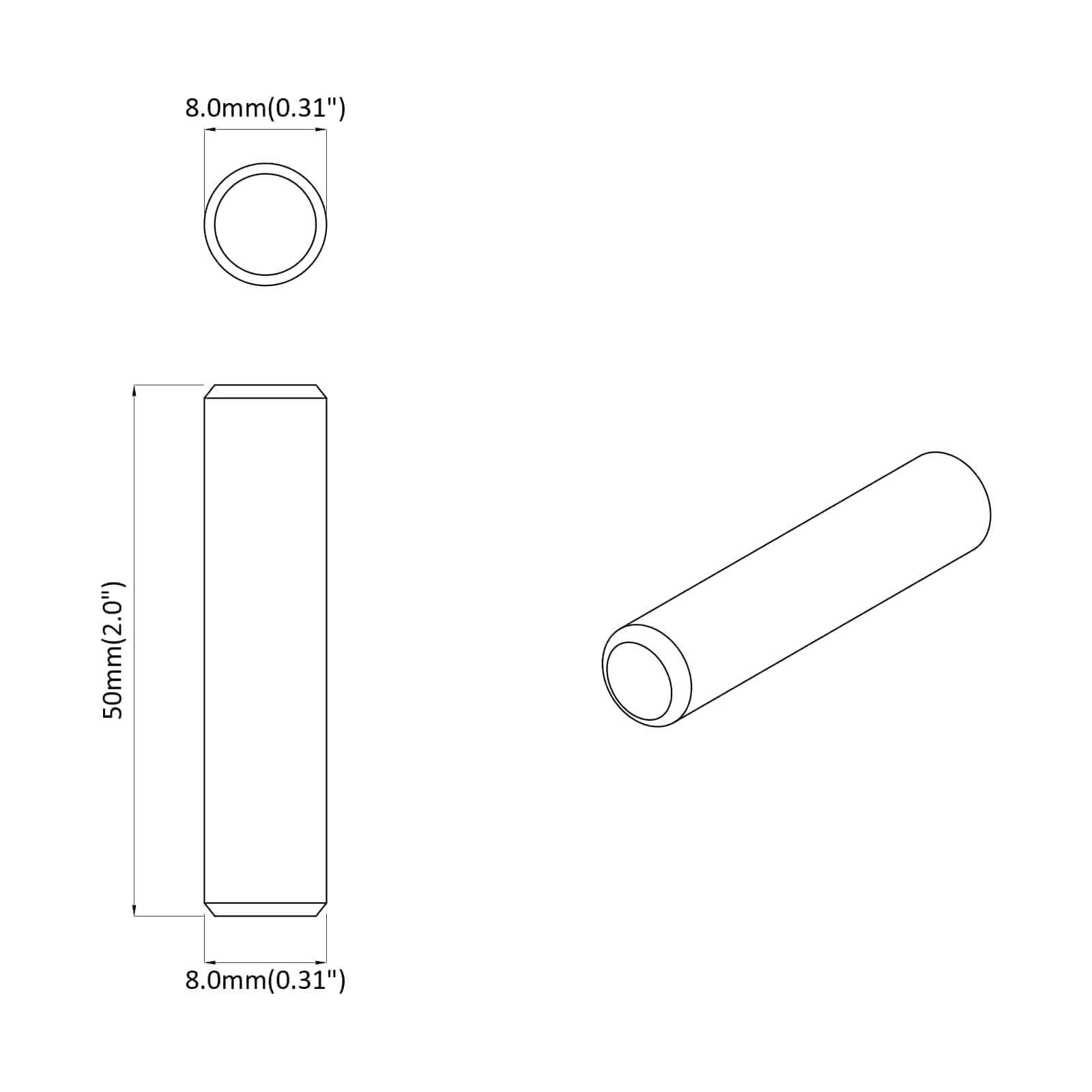 vidaXL Drewniane kołki 12 pcs Brązowy Ø 8 x 50 mm Lite drewno