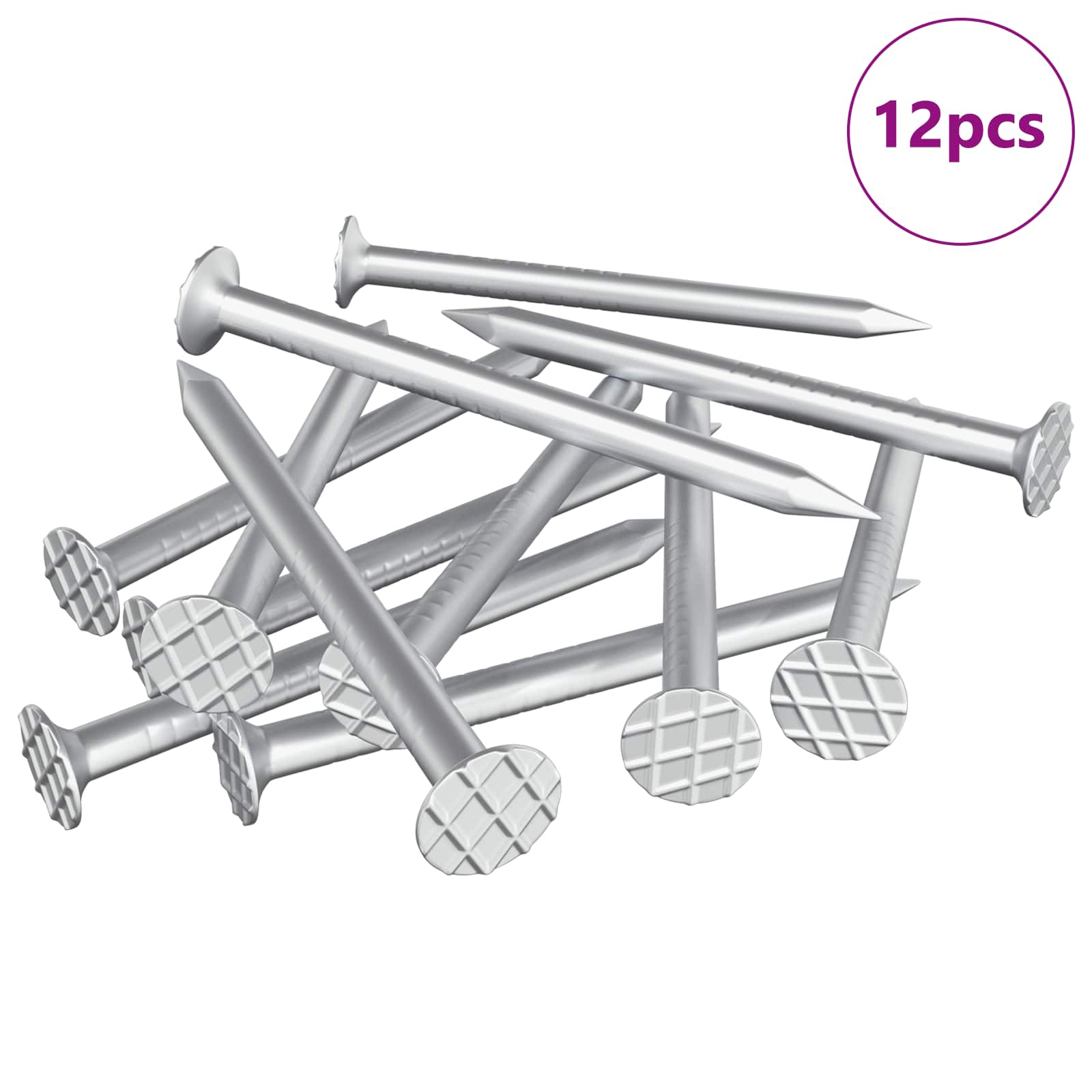 vidaXL Gwoździe do drewna 12 pcs Srebrny Ø 3 x 15 mm Metal